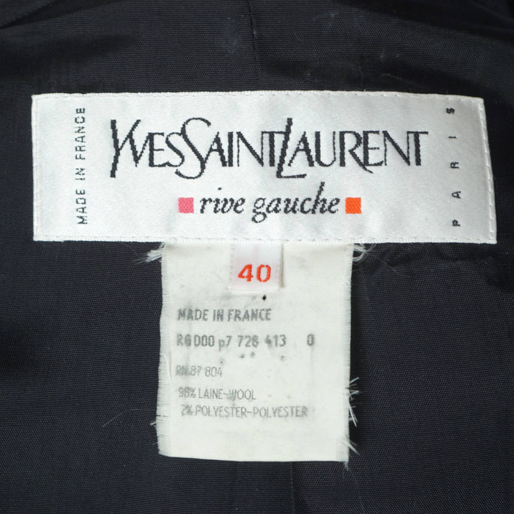Vintage Yves Saint Laurent Black Wool Coat Made in France Ladies Size 40 - Poppy's Vintage Clothing