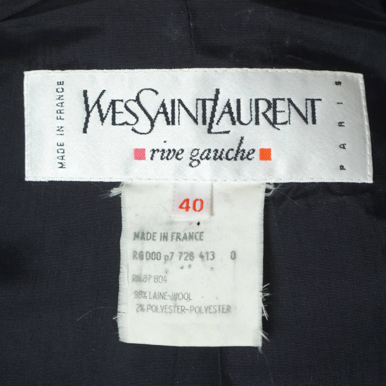 Vintage Yves Saint Laurent Black Wool Coat Made in France Ladies Size 40 - Poppy's Vintage Clothing