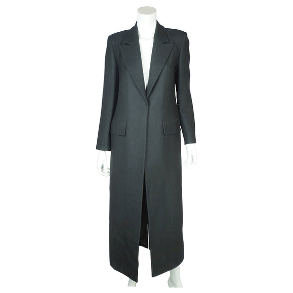 Vintage Yves Saint Laurent Black Wool Coat Made in France Ladies Size 40 - Poppy's Vintage Clothing