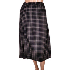 Vintage Yves Saint Laurent Paris Wool Kilt Style Wrap Skirt Black w Check Size S - Poppy's Vintage Clothing