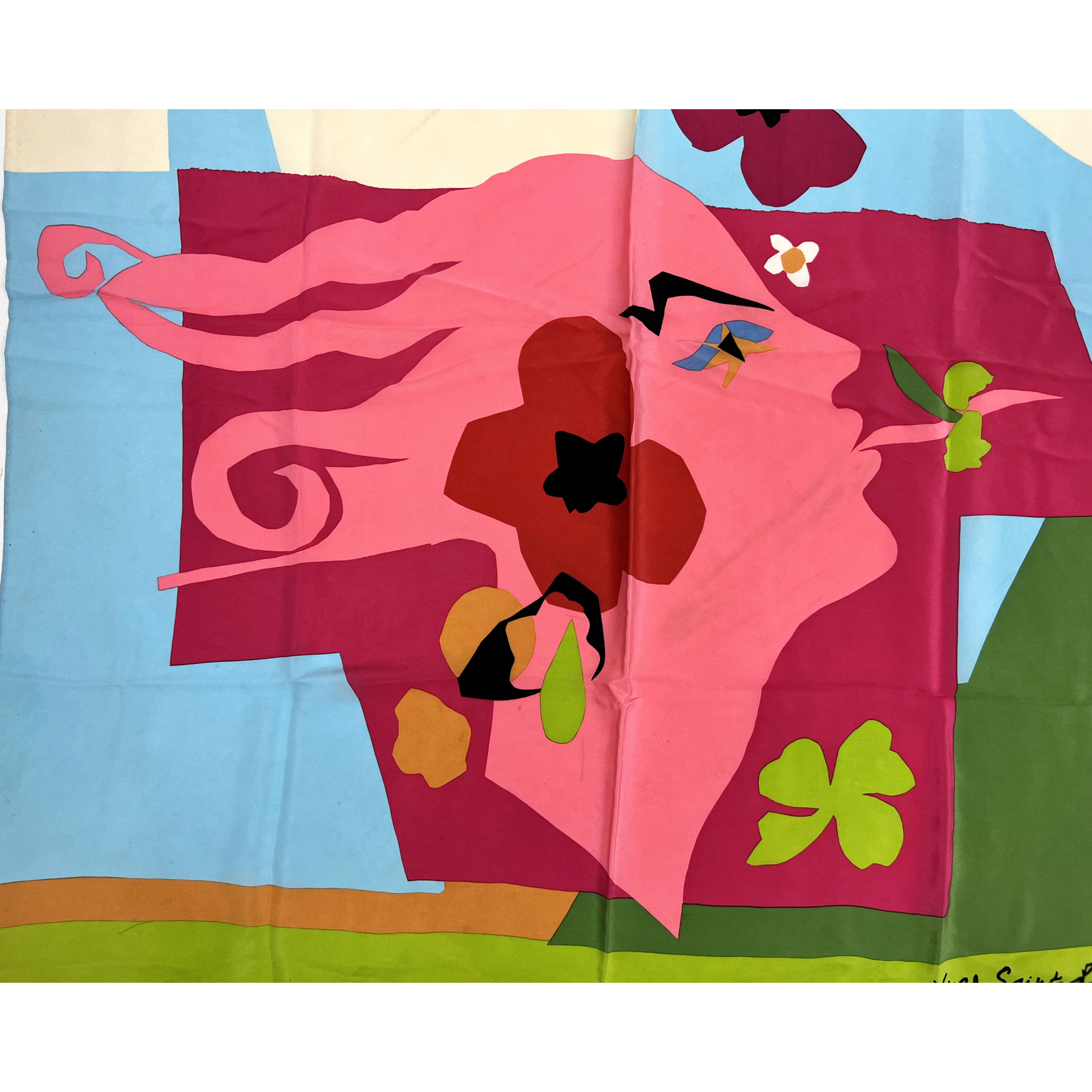 80s Vintage Yves Saint Laurent Silk Scarf Le Printemps 1983