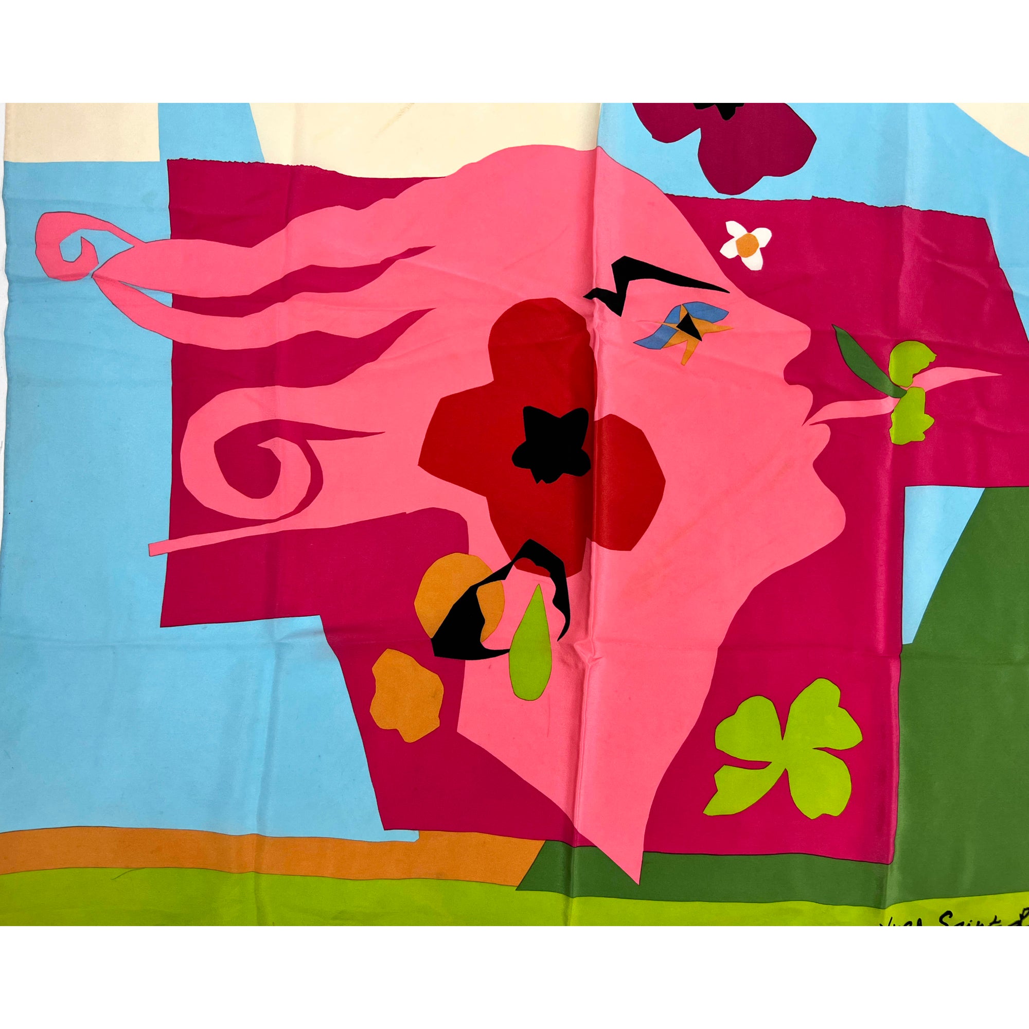 80s Vintage Yves Saint Laurent Silk Scarf Le Printemps 1983
