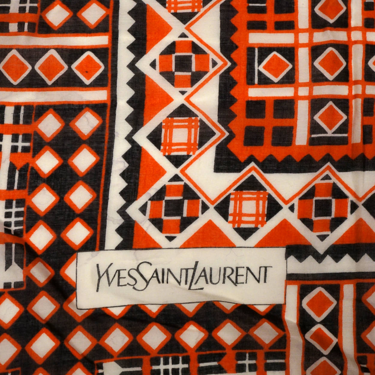 Vintage 1970s Yves Saint Laurent Peasant Look Scarf Cotton Voile Large 34" - Poppy's Vintage Clothing