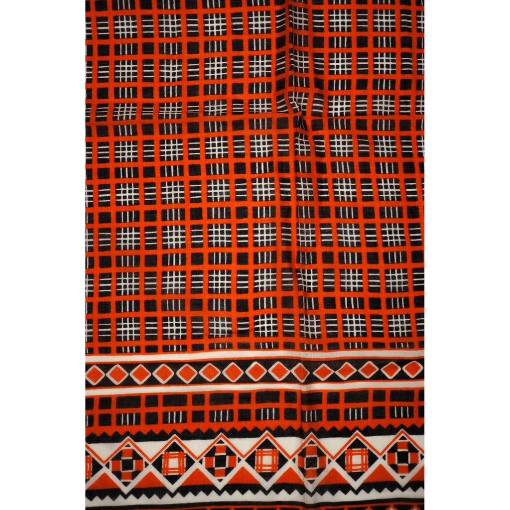 Vintage 1970s Yves Saint Laurent Peasant Look Scarf Cotton Voile Large 34" - Poppy's Vintage Clothing
