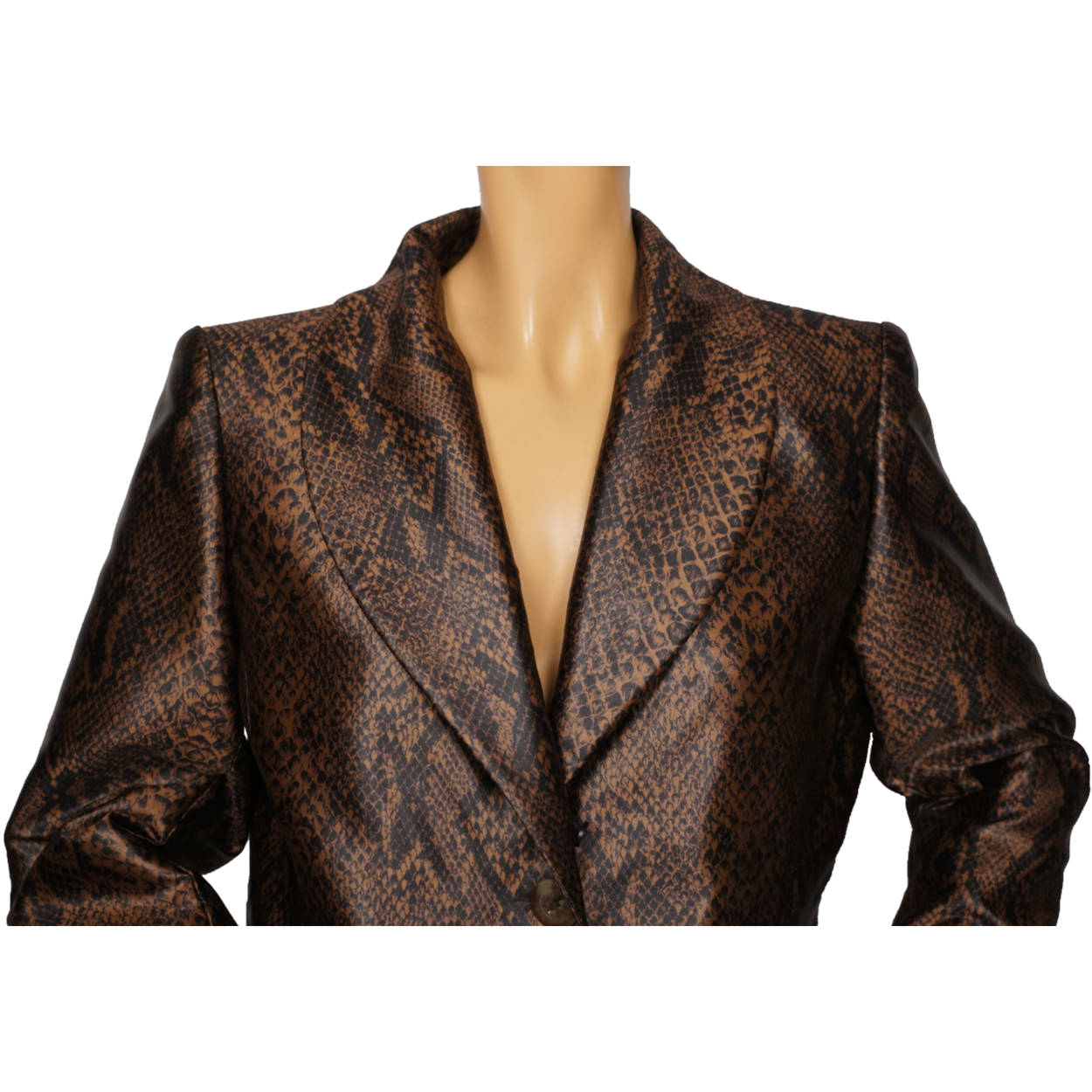 Vintage 1980s Yves St Laurent Suit Jacket Brown Snakeskin Pattern Ladies M 40 - Poppy's Vintage Clothing