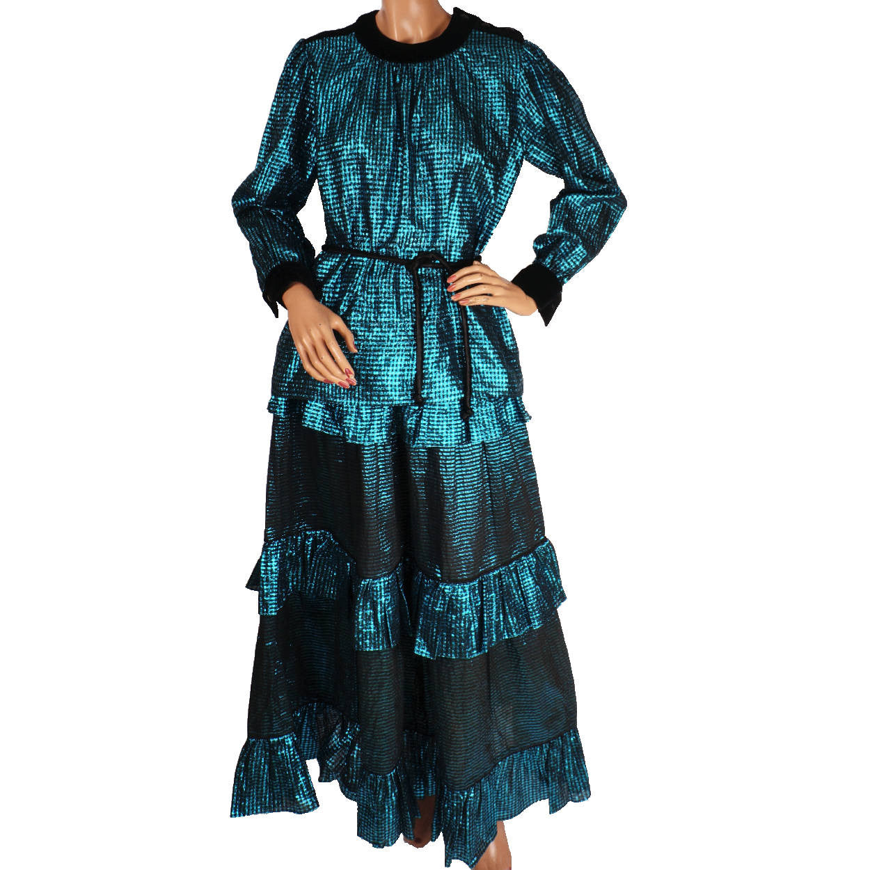 Vintage 1970s Yves Saint Laurent Peasant Look Blouse and Skirt - L
