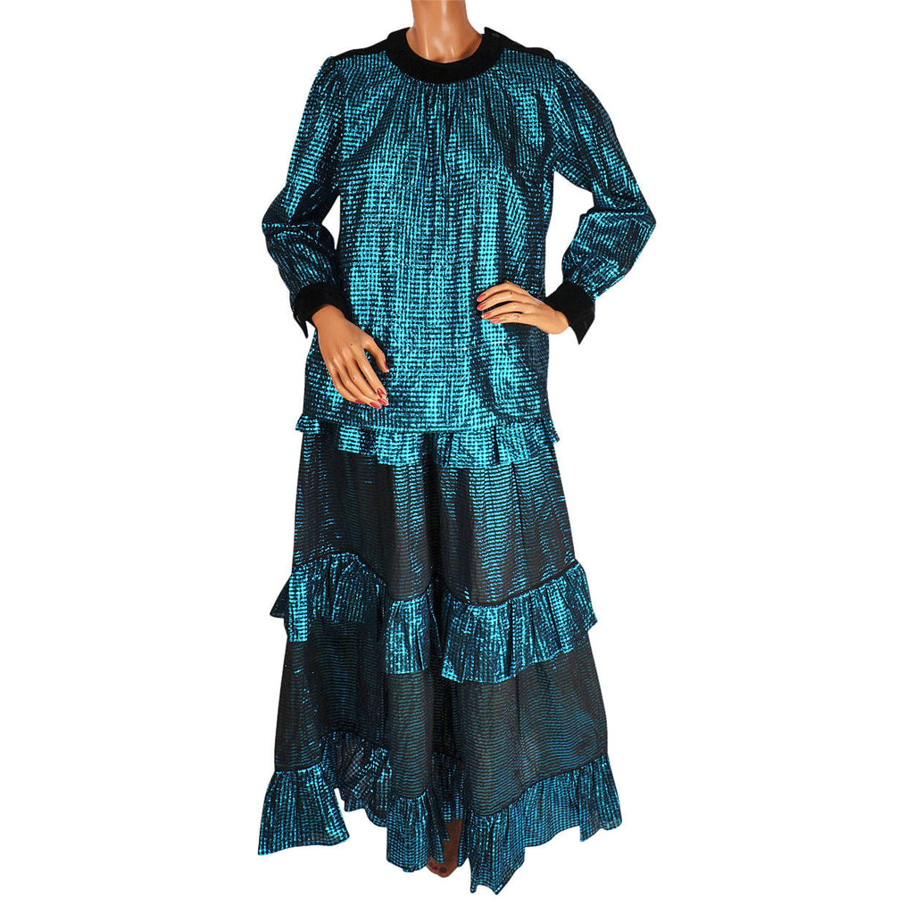 Vintage 1970s Yves Saint Laurent Peasant Look Blouse and Skirt -  L - Poppy's Vintage Clothing