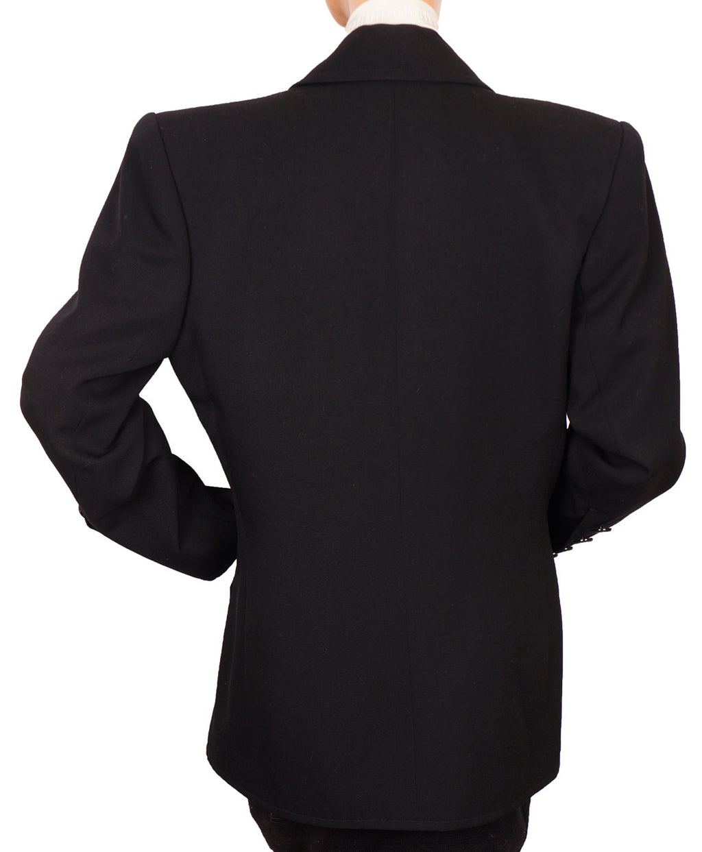 1990s Yves Saint Laurent Jacket Black Wool Gabardine M - Poppy's Vintage Clothing