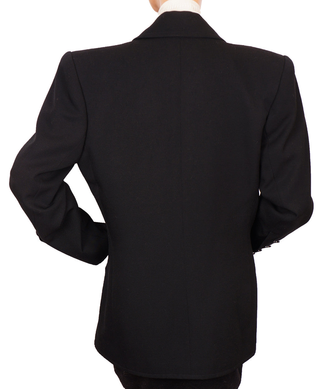 1990s Yves Saint Laurent Jacket Black Wool Gabardine M - Poppy's Vintage Clothing