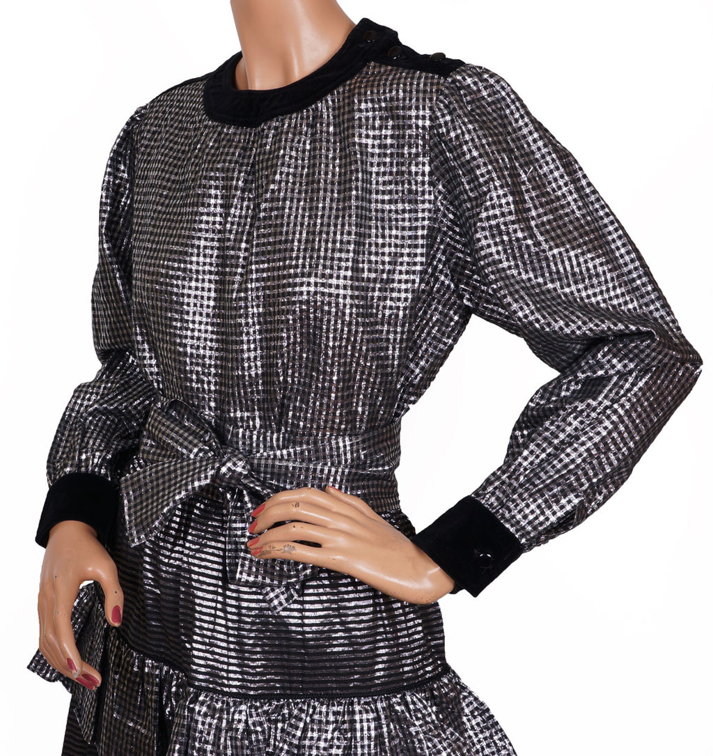 Designer Vintage Yves Saint Laurent Peasant Look 1970s Blouse & Skirt S / M - Poppy's Vintage Clothing