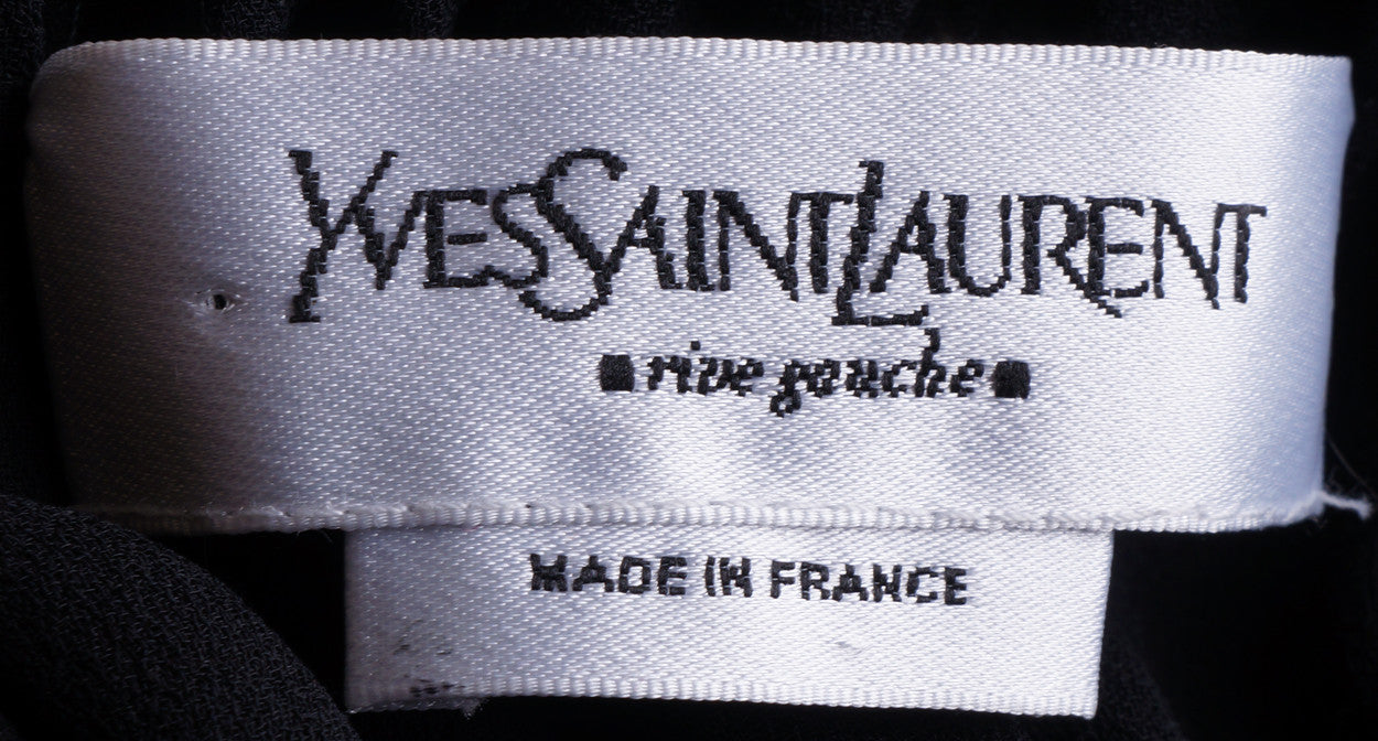 Yves Saint Laurent Two Piece Ensemble Blouse & Skirt Black Silk Size M - Poppy's Vintage Clothing