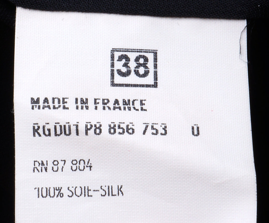 Yves Saint Laurent Two Piece Ensemble Blouse & Skirt Black Silk Size M - Poppy's Vintage Clothing