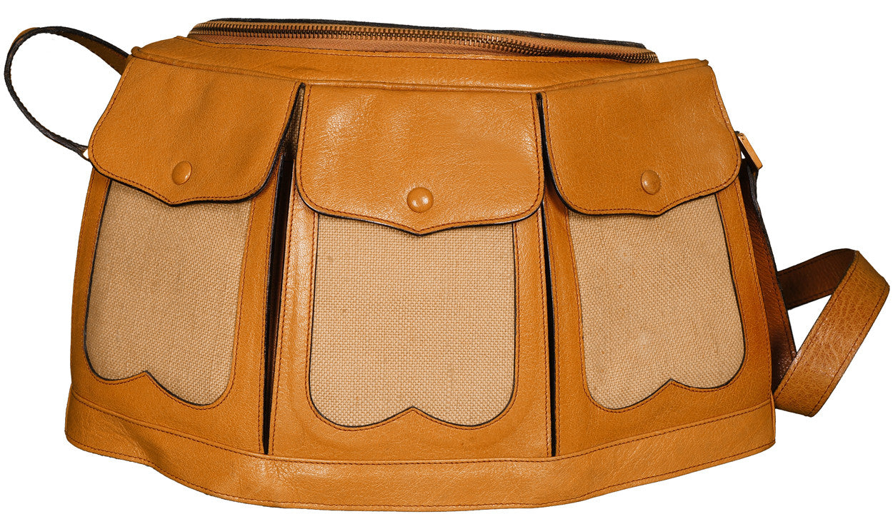 Vintage 1960s Yves Saint Laurent Safari Look Purse Photographer Camera Bag - Poppy's Vintage Clothing