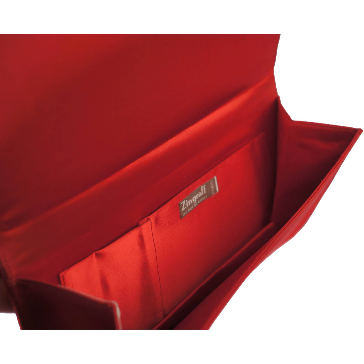 Vintage Evening Clutch Opera Purse Red Beaded Satin Zingraff Paris - Poppy's Vintage Clothing