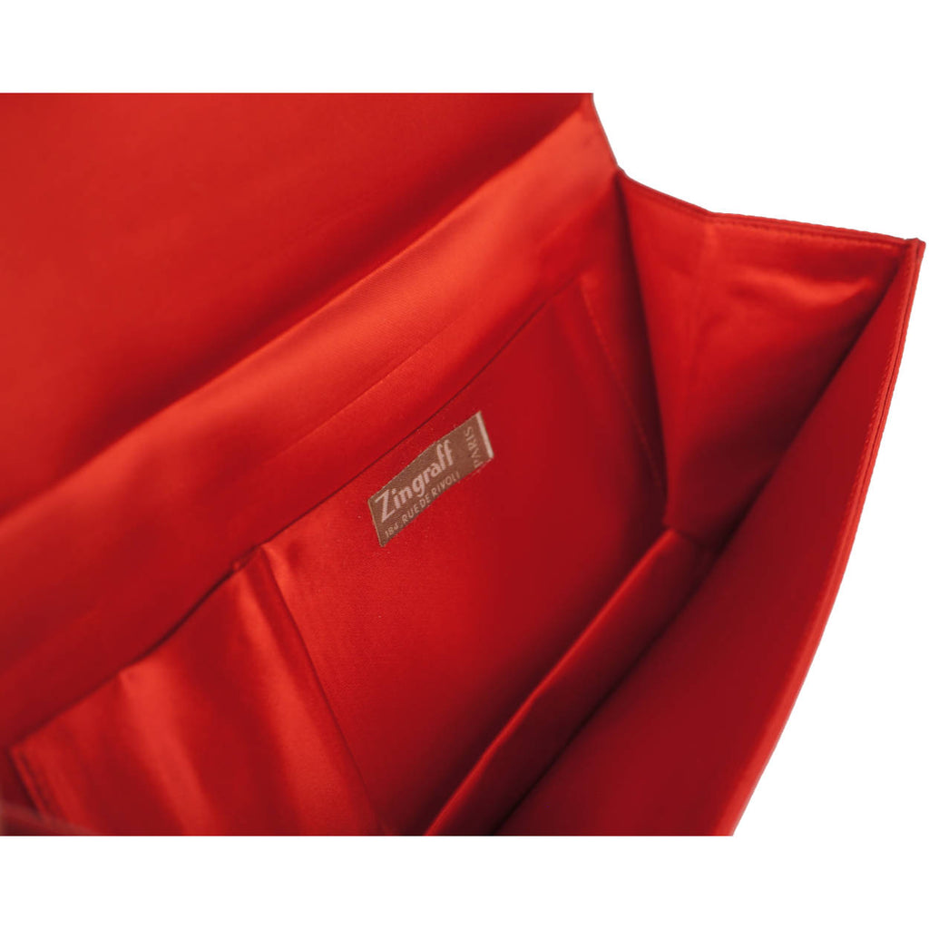 Vintage Evening Clutch Opera Purse Red Beaded Satin Zingraff Paris - Poppy's Vintage Clothing