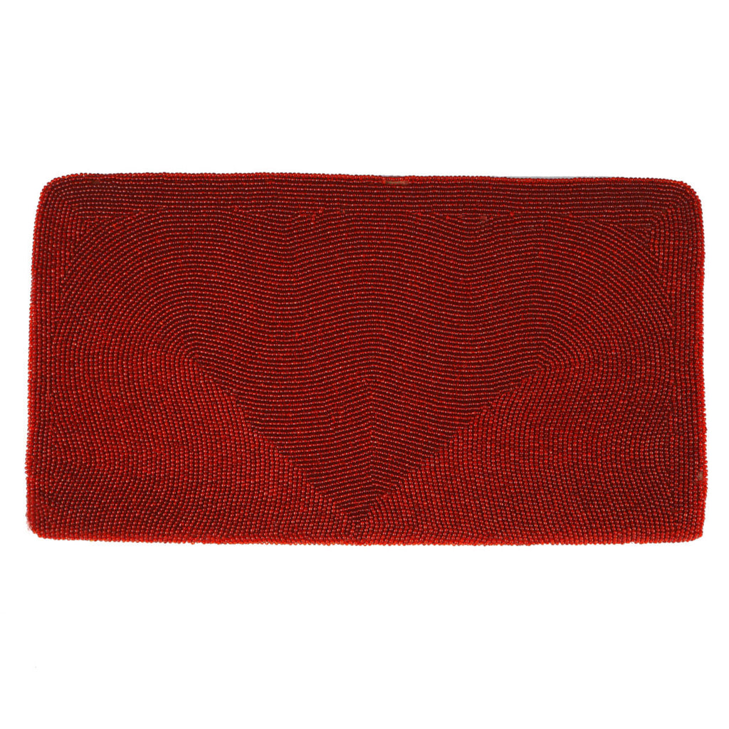 Vintage Evening Clutch Opera Purse Red Beaded Satin Zingraff Paris - Poppy's Vintage Clothing