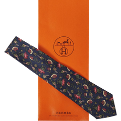 Vintage Hermes Tie - Silk Twill - Floral Pattern - 7229 - Mens Necktie - Made in France - Poppy's Vintage Clothing