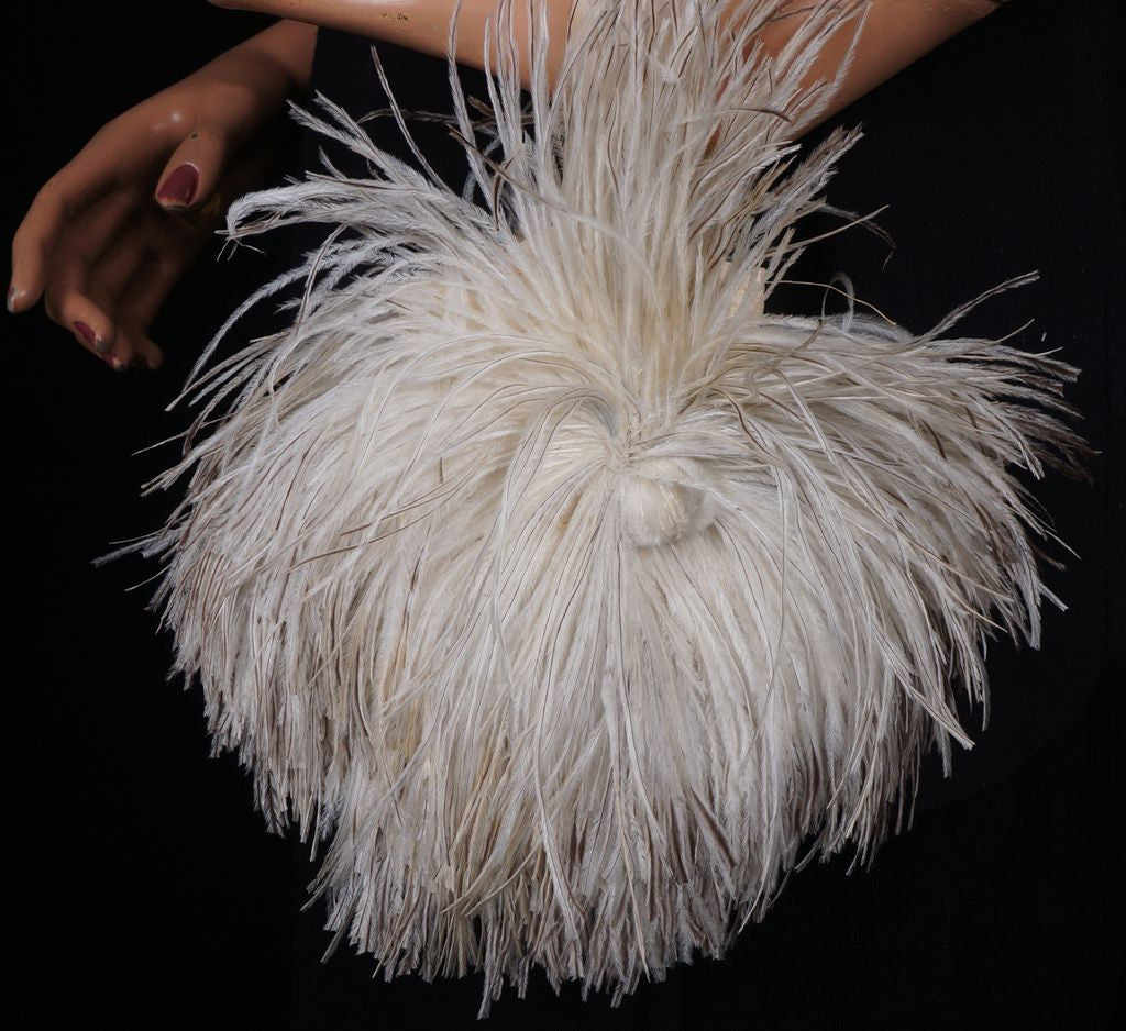 Vintage 1930s White Ostrich Feather Cape 30s Evening Capelet with Matching Purse  S / M - Poppy's Vintage Clothing