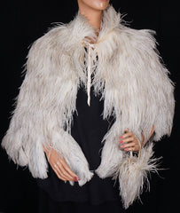 Vintage 1930s White Ostrich Feather Cape 30s Evening Capelet with Matching Purse  S / M - Poppy's Vintage Clothing